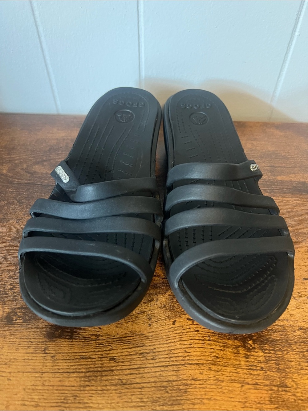 Crocs Size 8 Black, Women's Strappy, 1 1/2" Heel